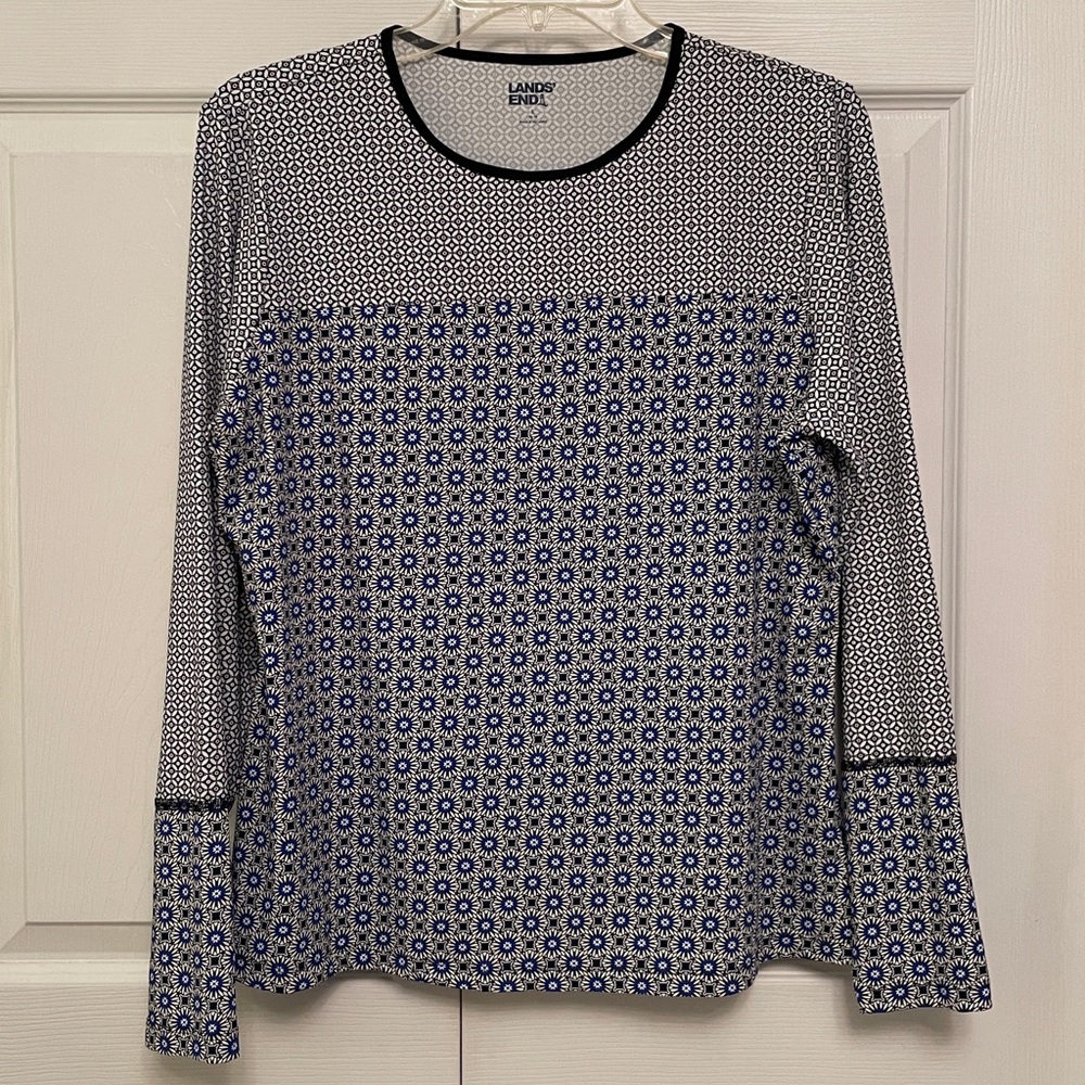 LANDS’ End Rash Guard Popover Swim Top with Sun Protection Large